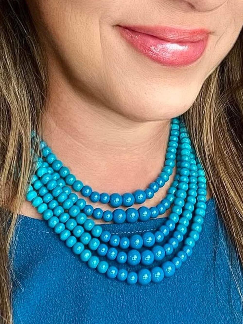 Park Lane “”DAKOTA” Turquoise Bead Necklace Gold Accents